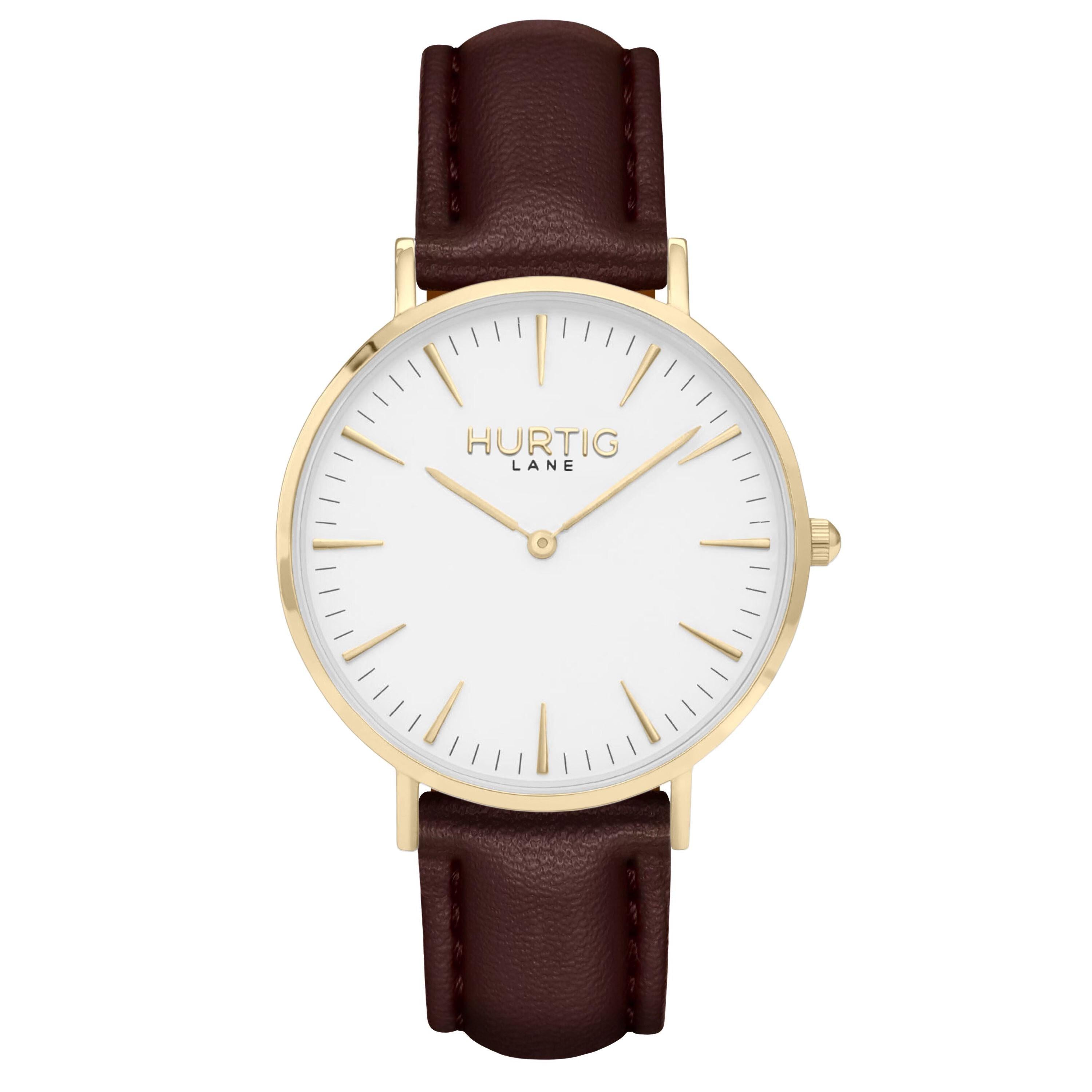 Vegan wristwatch in Gold with White dial