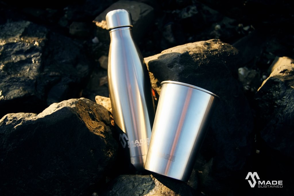 Made Sustained - Stainless steel drinking bottle with cup 500ml