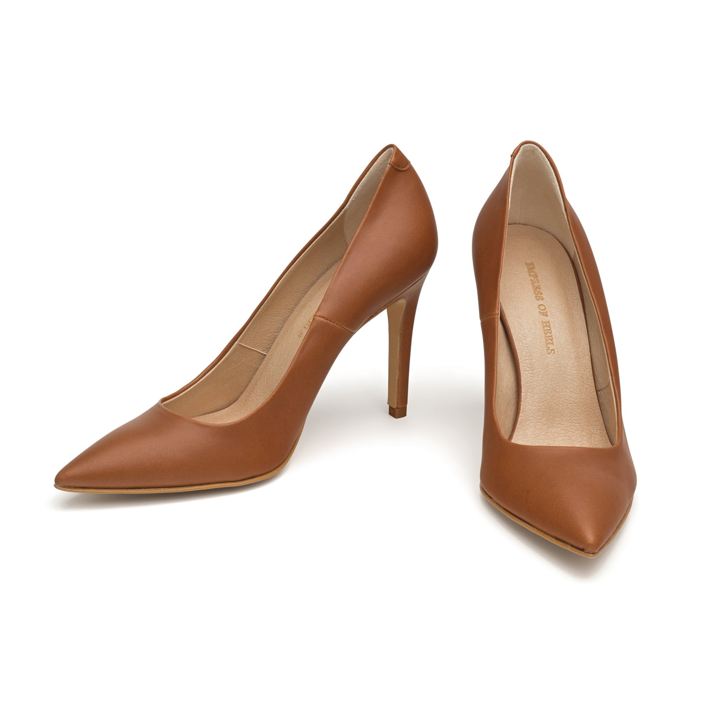 Leather pointed stiletto heels, brown, Lauren Ralph Lauren | La Redoute