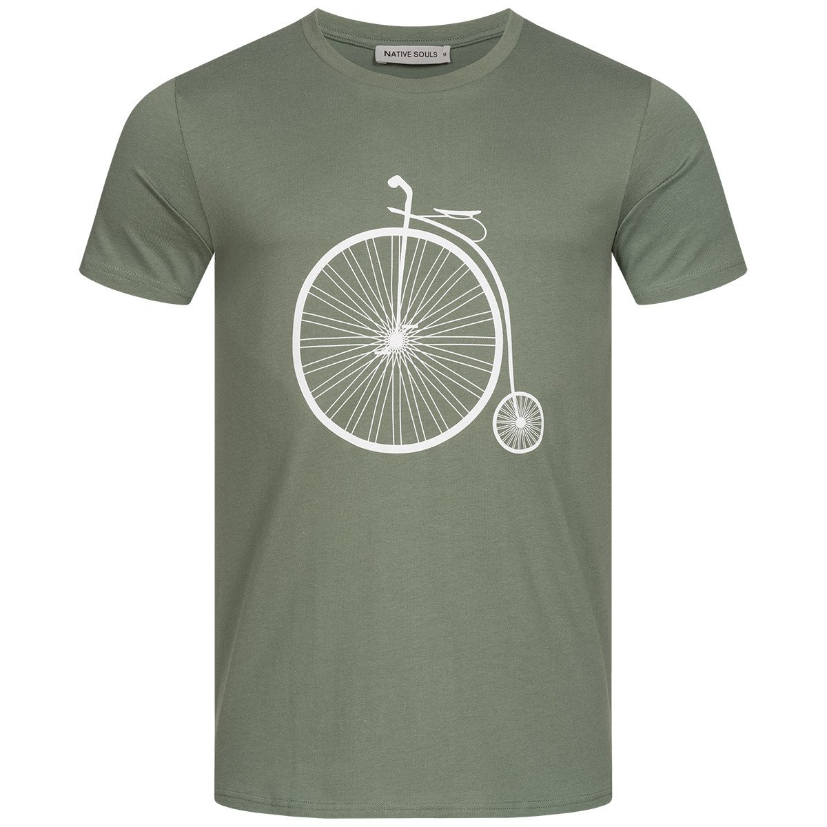 t-shirt - Retro Bike - moss green | vegan