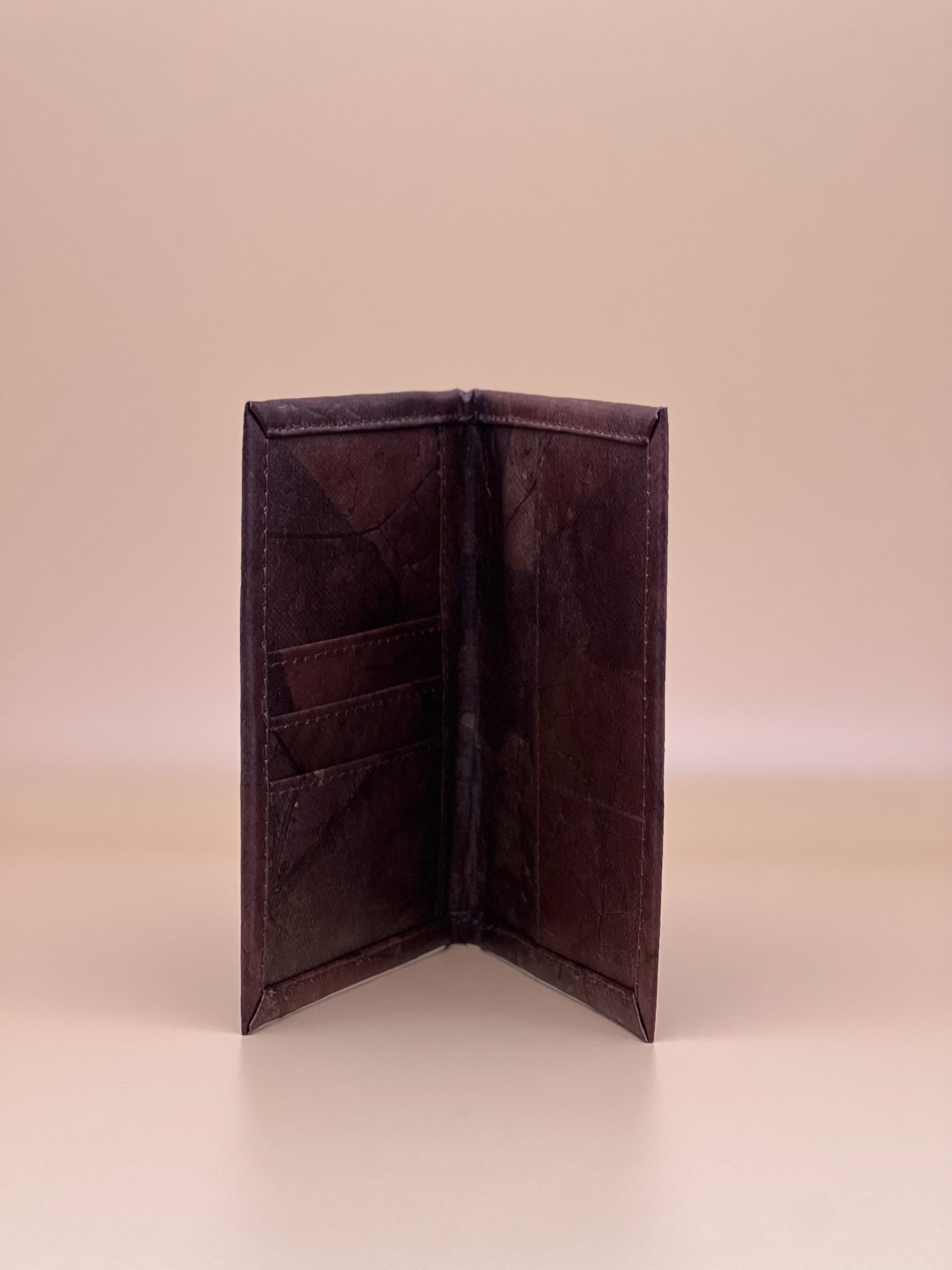 Eco friendly teak leaf leather passport case-Brown