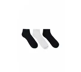 1 People - Modal Cable-Knit Ankle Socks - 2 Black & 1 White