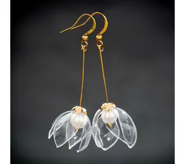 Upcycle with Jing - Upcycled Clear Lily Drop Earrings