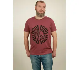 Men's t-shirt - Lion Sun - berry