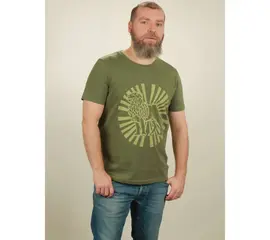 Men's t-shirt - Lion Sun - green