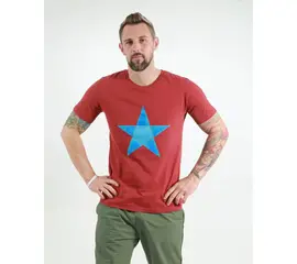 Men's t-shirt - Origami Star - burning red