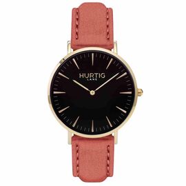 Vegan wristwatch in Gold with Black dial