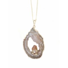Crystal and Sage - Agate Disc & Citrine Necklace