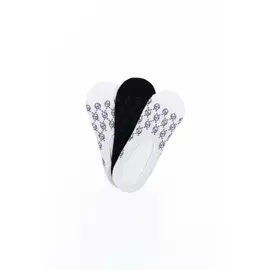 1 People - Modal Monogram No Show Socks - 2 White & 1 Black