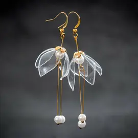 Upcycle with Jing - Upcycled Clear Lily Double-Drop Earrings