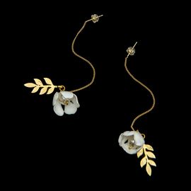 Upcycle with Jing - White Flower Adjustable Earrings