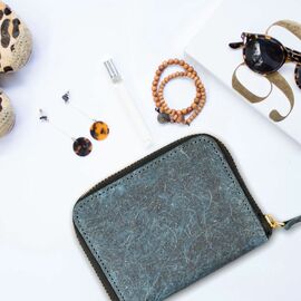 IKON - Kokosnuss Leder Brieftasche mit Reißverschluss - Dark Indigo