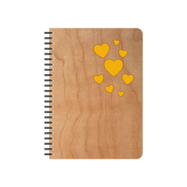 Real wood - wooden writing pad with hearts