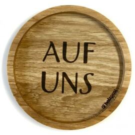 Wooden post - wooden coaster "ON US" - set of two