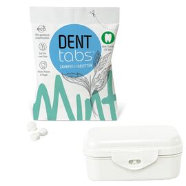 DENTTABS - toothpaste in the storage box made of bioplastic material