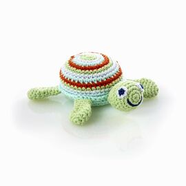 pebble - Turtle with baby rattle green
