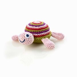 pebble - Turtle with baby rattle pink