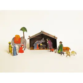 kolor -Weihnachts-Krippe aus Papier mit Figuren