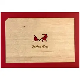 Wooden post - greeting card from real cherry wood