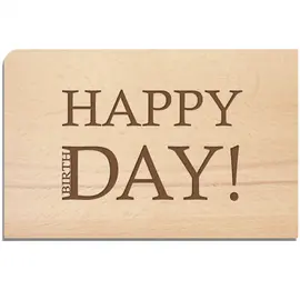 Wooden post - wooden card Happy Day