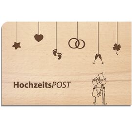 Wooden post - wood wedding card