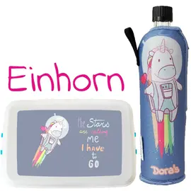 Dora -  Einhorn Schulset mit Flasche und Lunchbox