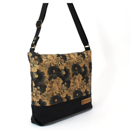 Belaine - Shoulder Bag Cork | Tote Bag | Black Flowers