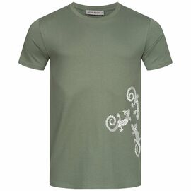 Men's t-shirt - Three Geckos - moss green