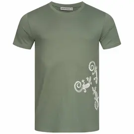 T-Shirt Herren - Three Geckos - moss green