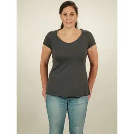Slub T-Shirt für Damen - Basic - dark grey
