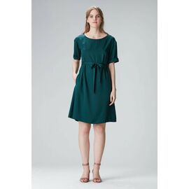 Knee-length summer dress with sleeves "Ed-daa" in green from 100% Tencel
