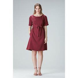 Knee-length summer dress with sleeves "Ed-daa" in bordeaux from 100% Tencel