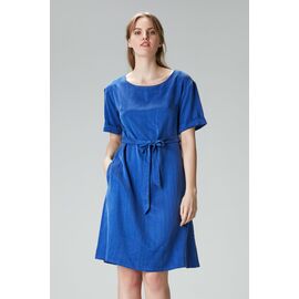 Blue summer dress with sleeves "MI-LAA" from Bemberg Cupro