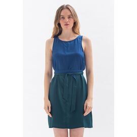 Knee-length "TULPINA" dress in blue and green Tencel