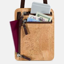Travel Neck Wallet with RFID Blocking Light Brown
