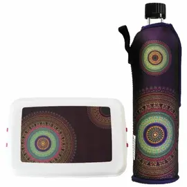 Biodora Aufbewahrungsbox und Dora´s Glasflasche mit Neoprenanzug im Set Mandala