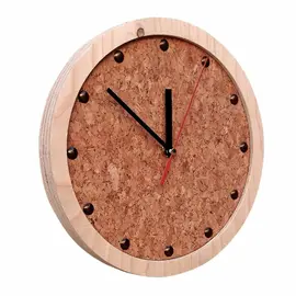 Wall clock "TOCK" made of wood and cork