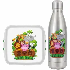 Biodora storage box and Dora's stainless steel bottle in set Zoo