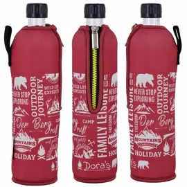 Dora's glass bottle 500 ml with neoprene cover mountain