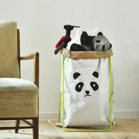 Paper bag holder neon yellow with waste paper bag panda