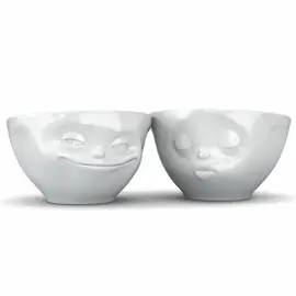 Medium bowl set No. 1 "Grinning & Kissing" in white, 200 ml