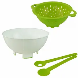 Salad set with colander, bowl and cutlery