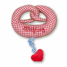 Plush pretzel music box red/ white checkered with heart from Wildfang by nyani
