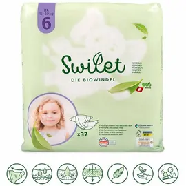 Swilet - The bio diaper size 6 XL 15-30Kg (32 PC)
