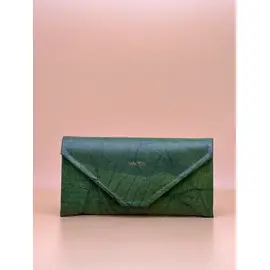 Sustainable teak leaf leather wallet-Green