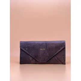 Sustainable teak leaf leather wallet-stay black